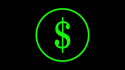 Neon dollar icon finance concept.