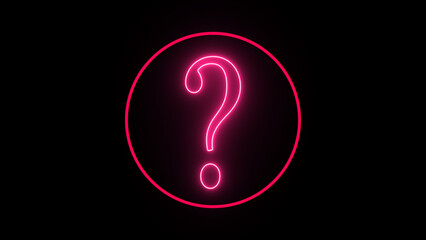 Question Mark Neon Light , A glowing neon question mark icon on a dark background,