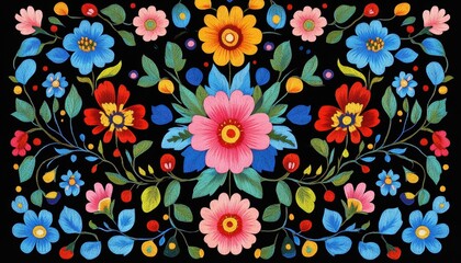 Colorful papel picado decorations brighten up a lively night party celebration