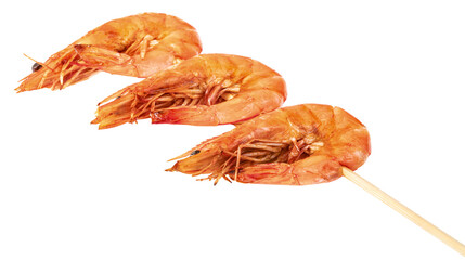 roasted prawn with skewer isolated