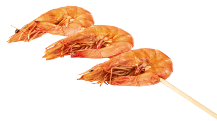 roasted prawn with skewer isolated