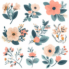 Set Flowers decorative vector image