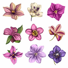 Fototapeta premium Set Flowers decorative vector image