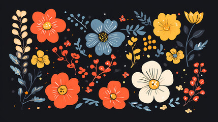 Set Flowers decorative vector image