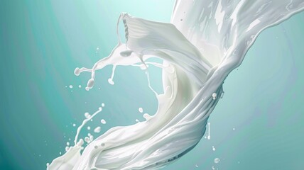 Abstract Twisted Spiral Milk Splash Illustration Isolated on Blue.