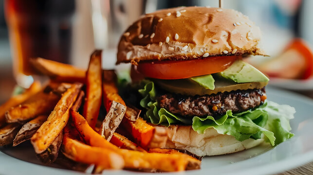 World Vegan Day, Juicy vegan burger topped with fresh lett - Powered by Adobe