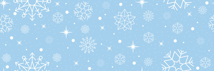 Christmas pattern. White snowflakes on a blue background. An idea for backgrounds, postcards, invitations and creative design