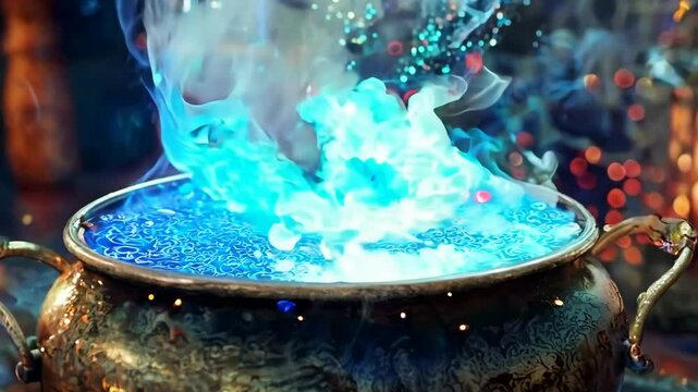 Magical potion brewing in a cauldron, Video