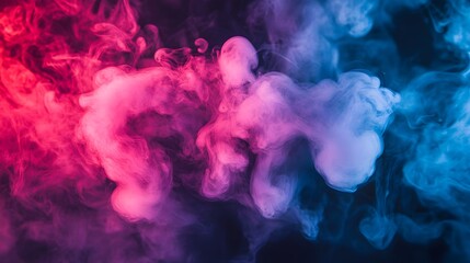 Fototapeta premium A colorful cloud of smoke with a yellowish center. The smoke is a mix of blue, red, and orange