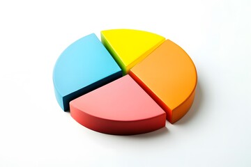 Obraz premium A 3D Pie Chart Divided Into Four Slices of Different Colors
