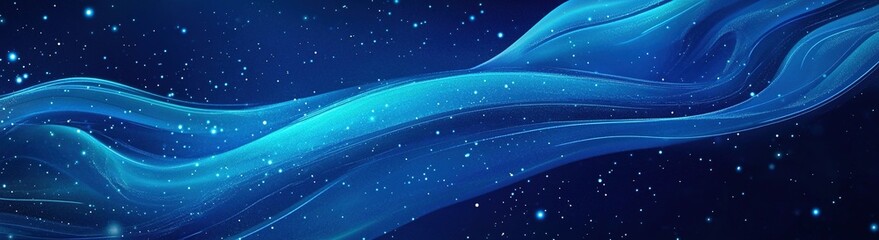 Blue background with wavy lines, a technological style, simple and elegant, with a neon light effect.