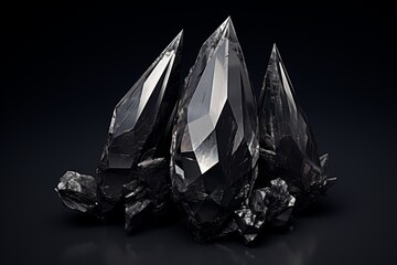 Obraz premium Midnight Gleam: The Allure of Shimmering Black Crystals, generative ai