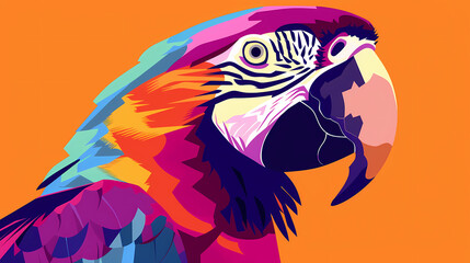 Obraz premium Brightly colored parrot pop art illustration