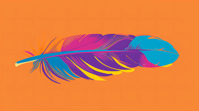 Brightly colored illustration of a feather