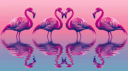 Obraz premium Brightly colored flamingos illustration