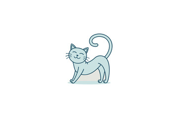 Fototapeta premium Cute Cat with White Outline on white Background | High-Quality Adorable Pet Illustration