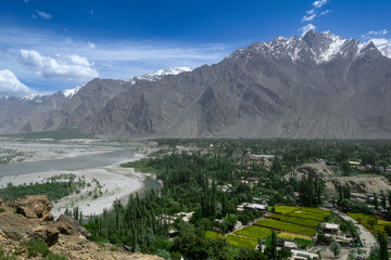 Skardu Valley, nestled in the Gilgit-Baltistan region of Pakistan, spans approximately 10 km in...