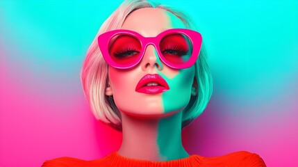 Stylish mannequin with bold sunglasses in vibrant colors