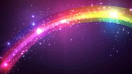 Obraz premium Vibrant Rainbow Over Sparkling Night Sky