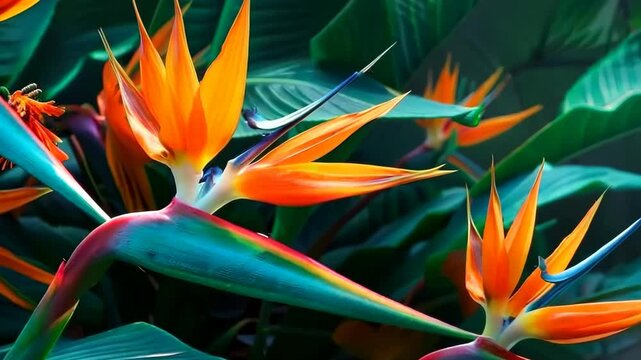 Exotic bird of paradise flowers with vivid colors, Video