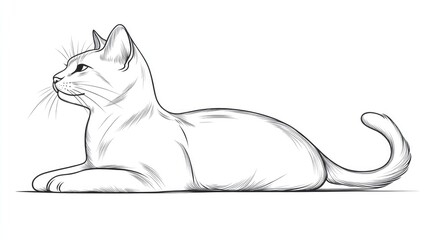 Charming Cat Outline Illustration Cute Kitten Drawing Line Art of Playful Cat Simple Sketch for Coloring Activities and Art Projects Minimalist Cat Line Drawing for All Ages