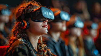 Future of Education: Capture a modern classroom where students are using advanced technologies like virtual reality and interactive tablets for immersive learning experiences.