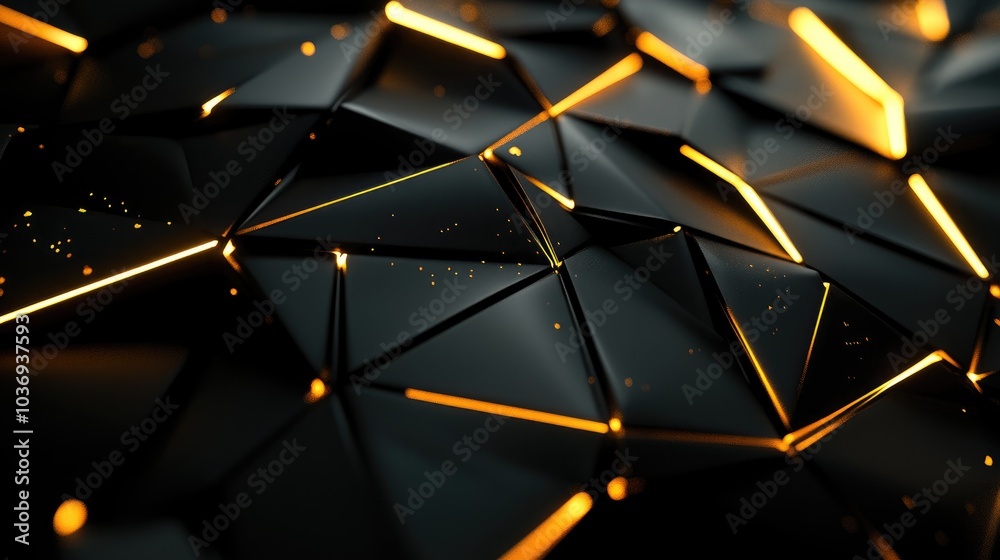 Poster futuristic dark background featuring extruded shapes and luminous lines abstract design created thro