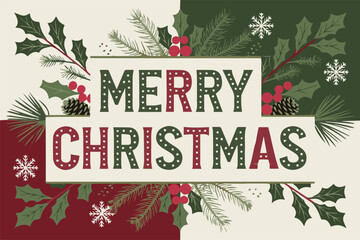 Christmas card with mistletoe branches vector illustration 