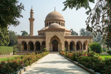Fototapeta premium Beautiful mosque as a place of worship for Muslims created with Generative AI