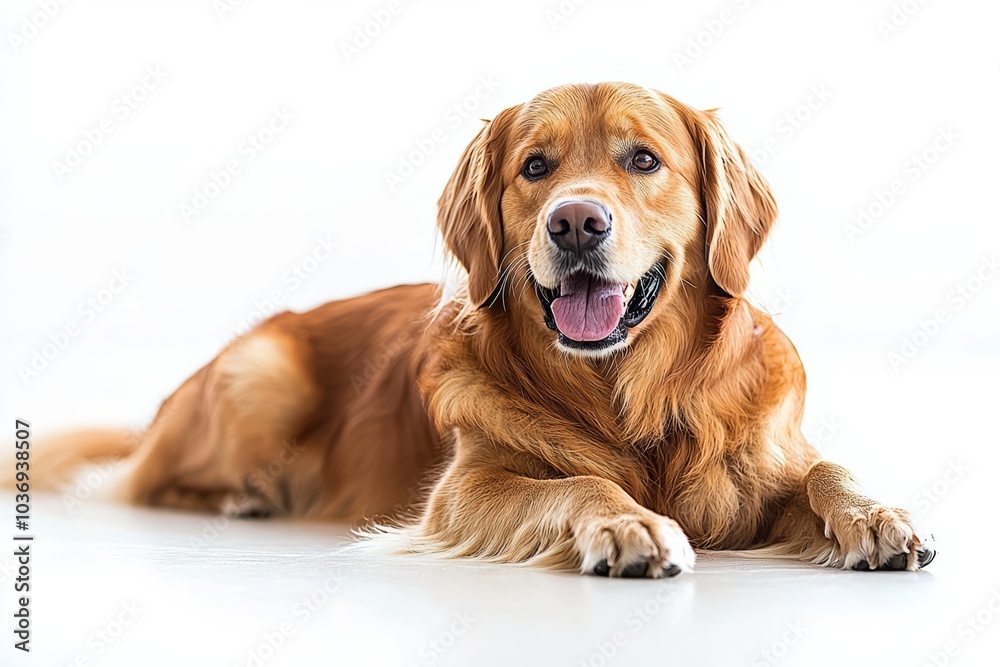 Wall mural having fun with the dog , isolated on white background, , copy space for text,