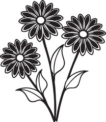 Creative black flower silhouette clipart vector design.