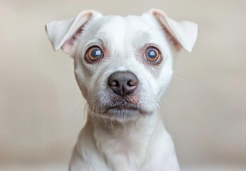 Portrait of a dog , isolated on white background,  , copy space for text,
