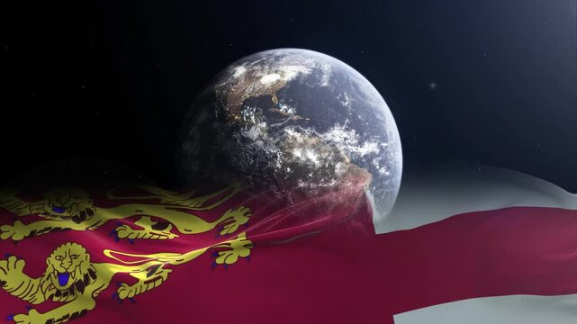 Sark flag - 3D realistic waving flag on Earth globe