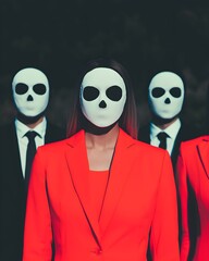 Mysterious figures in suits with skull masks