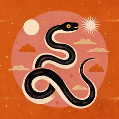 Fototapeta premium illustration of a snake symbol of 2025