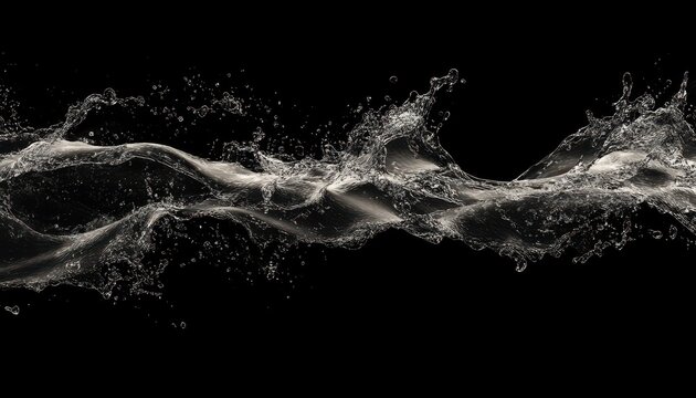 Liquid splash ribbon on a dark background showcasing dynamic water movement