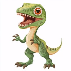 Obraz premium Cute Velociraptor Illustration on White Background
