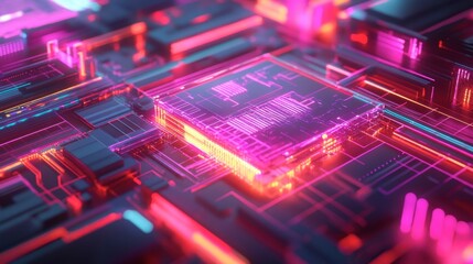 Fototapeta premium Futuristic Abstract Technology Background with Neon Lights