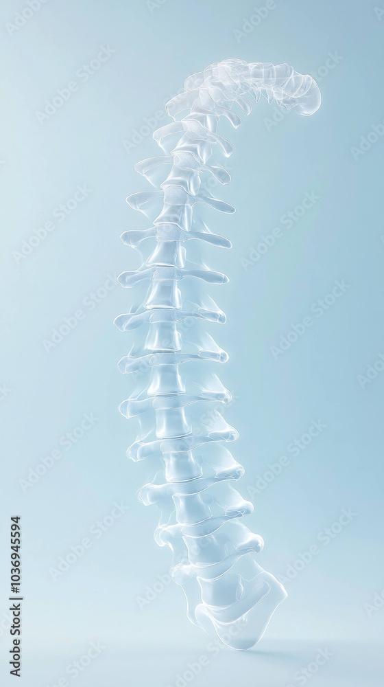 Fototapete transparent human spine showcasing vertebrae in graceful curve, symbolizing flexibility and strength