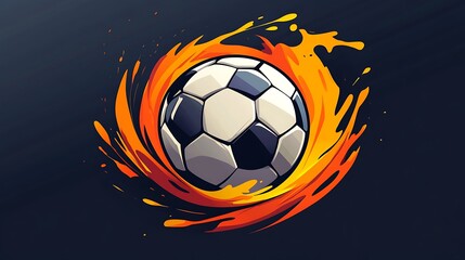 Fototapeta premium Bold Fiery Soccer Ball Logo with Blazing Flame Effects Art