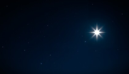 Naklejka premium Bright star shining in a dark night sky filled with stars, Star of Bethlehem background