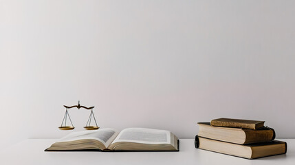 A book is open on a table with a scale.