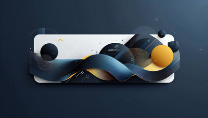 Elegant dark blue and yellow geometric banner background