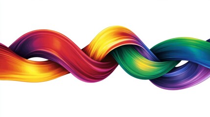 Colorful Waves of Paint on White Background