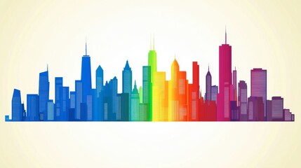Obraz premium Colorful City Skyline Illustration with Gradient Effect