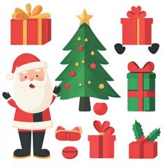 santa claus and christmas tree icons