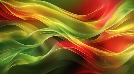 Obraz premium Colorful Abstract Waves in Green, Red, and Yellow