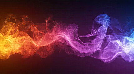 Fototapeta premium Colorful Smoke Swirls in Vibrant Orange, Pink, and Blue Against a Dark Background, Creating a Mesmerizing Abstract Effect at Night