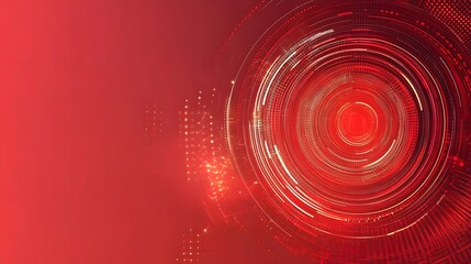 Fototapeta premium Red technology background and abstract digital tech circle.copy space. 