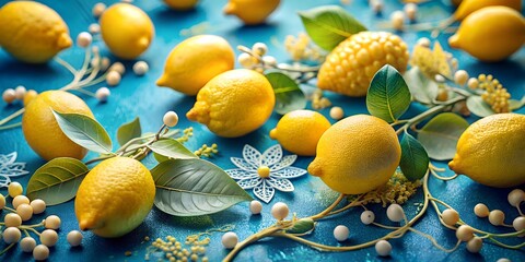Festive Sukkot Card Featuring Fresh Lemons Created with Generative AI